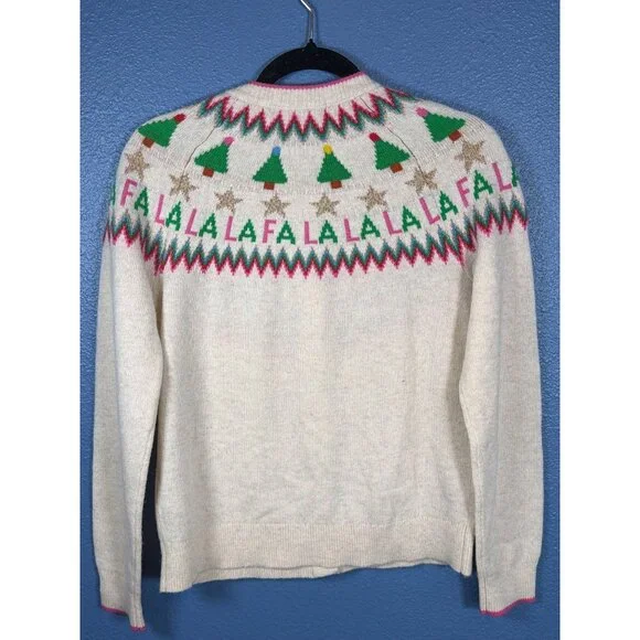 New Boden Edie Fair Isle Alpaca Blend Holiday Cardigan Sweater Cream S MSRP$150 - Picture 4 of 13